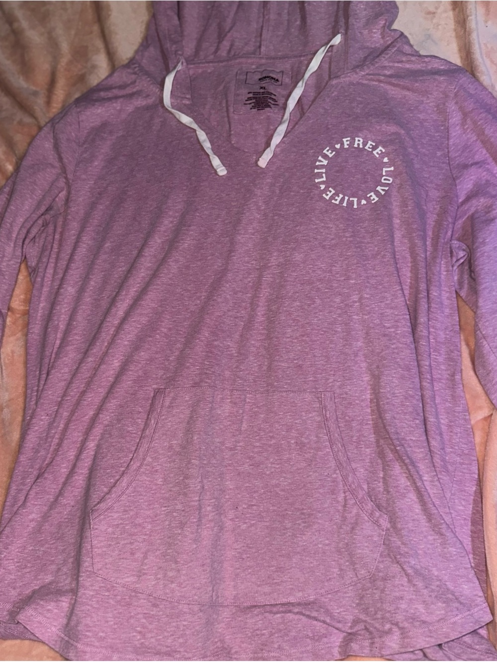 Sonoma Purple Heather Pullover Hoodie with White Drawstrings